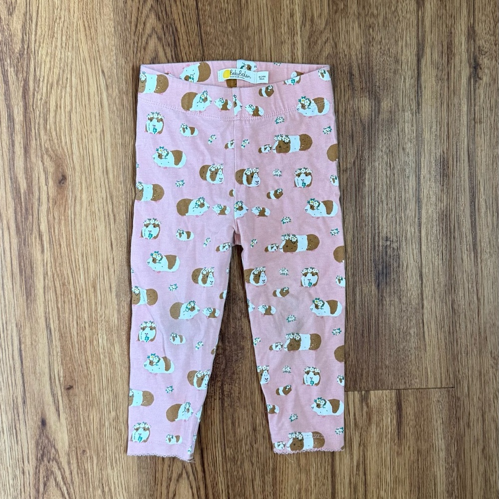 Baby Boden Pink Leggings with Playful Guinea Pig Print 18-24 Months